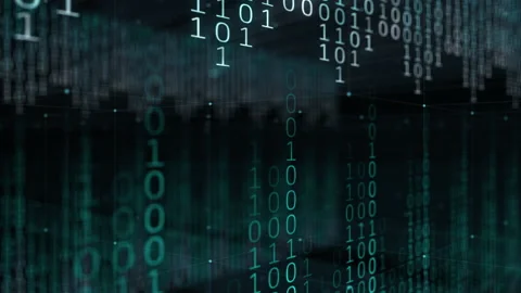 Futuristic binary code unfolds and shows the inner workings of computer science Stock Footage 146316849