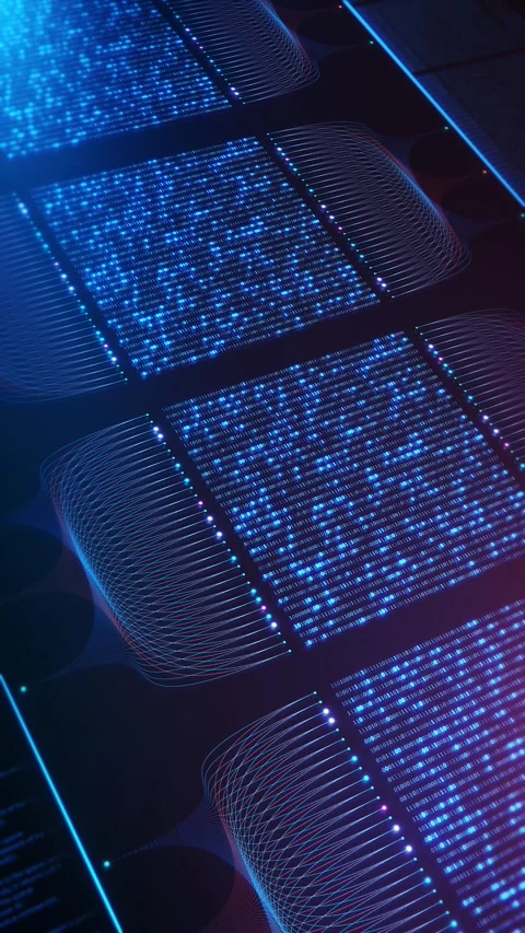 Futuristic Binary Data Network with AI Processing and Digital Code Stock Footage 342627178