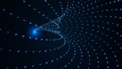 Futuristic binary data tunnel with flowing blue digits animation Stock Footage 346643276