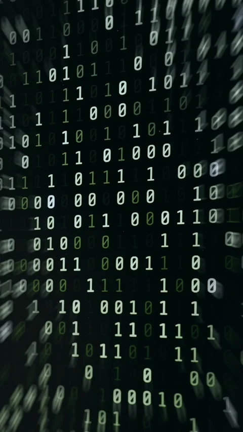 Futuristic binary matrix with columns of 0s and 1s highlighted at random Stock Footage 334925022