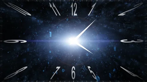 Futuristic binary numbers and clock with looping time Stock Footage 333215070