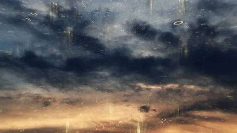 Futuristic binary numbers motion with artistic clouds time lapse Stock Footage 231905078