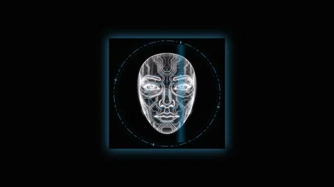 Futuristic biometric face id scan for digital security access. 4K Vídeos de archivo 343265107