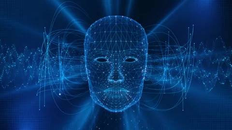 Futuristic Biometric Face Scan with AI Identity Verification and Cyber Security 스톡 동영상 342626245