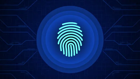 Futuristic Biometric Fingerprint Scanner Cybersecurity Authentication Technology Stock Footage 346801874
