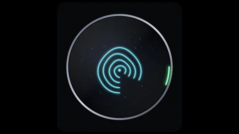 Futuristic Biometric Fingerprint Scanner with Glowing Cyan Patterns and Gre.. Stock Footage 345775325