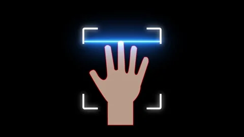 Futuristic Biometric Hand Scan with Red Laser for Access Control and Securi.. Stock Footage 309041474