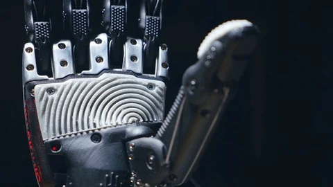 Futuristic bionic technology in ourdays. Robotics arm printed on 3D printer Stockbeeldmateriaal 73294369