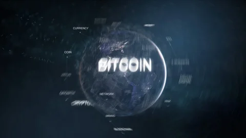 Futuristic bitcoin cryptocurrency oriented words cloud blue modern animation Видео 86467117