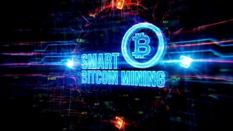 Futuristic bitcoin cryptocurrency oriented words cloud blue modern animation Stock Footage 336443007