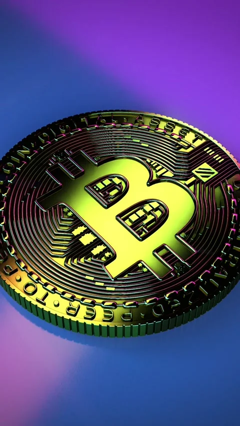 Futuristic Bitcoin Digital Currency Concept in Vertical Orientation Stock Footage 346369326
