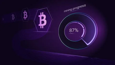 Futuristic bitcoin mining progress 87 percent digital dashboard イラスト素材