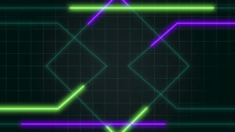 Futuristic black and green grid with neon lines striking background for websites 스톡 동영상 292959526