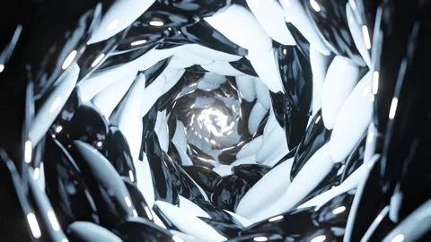 Futuristic Black and White Abstract Tunnel Animation Stock Footage 337941523