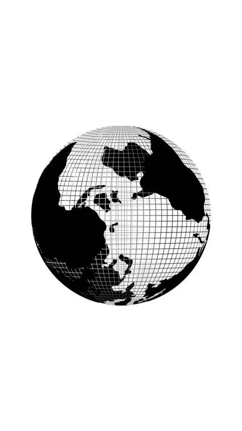 Futuristic black and white globe with grid lines on bright background verti.. 스톡 동영상 344729996
