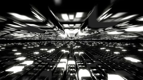 Futuristic black and white loop animation in 4k, technology concept background Stock Footage 228647393