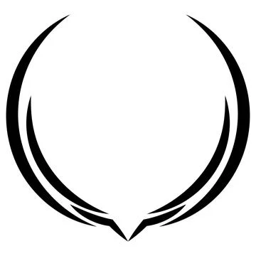 Futuristic black circular frame with open top, featuring dynamic, layered lin Stock Illustration