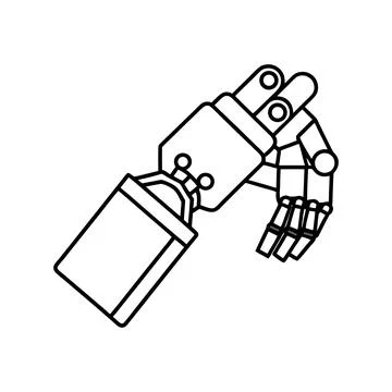 Futuristic black friday robotic hand holding shopp Stock Illustration