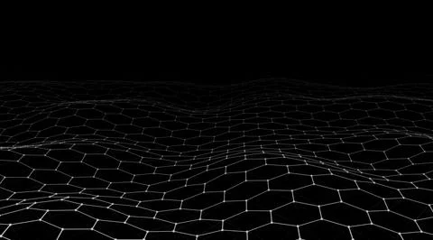 Futuristic black hexagon dynamic wave. Futuristic honeycomb concept. Digita.. Stockillustratie
