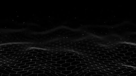 Futuristic black hexagon dynamic wave. Futuristic honeycomb concept. Digita.. イラスト素材
