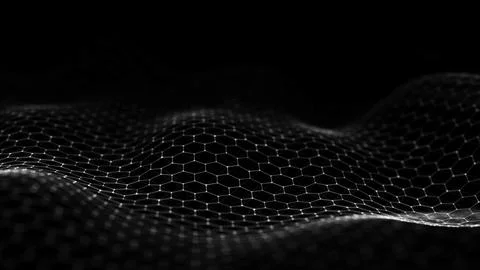 Futuristic black hexagon dynamic wave. Futuristic honeycomb concept. Digita.. Stock Illustration