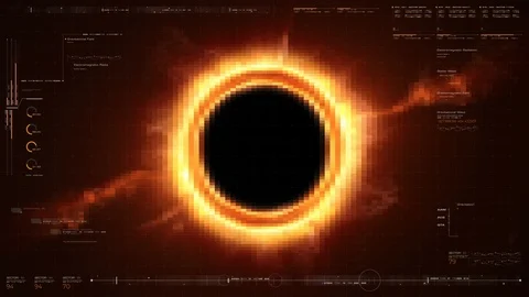 Futuristic Black Hole Simulation HUD Stock Footage 106779466