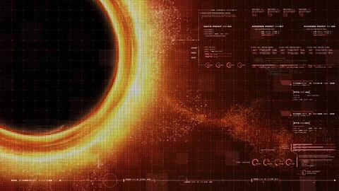 Futuristic Black Hole Simulation HUD Video stock 126136417