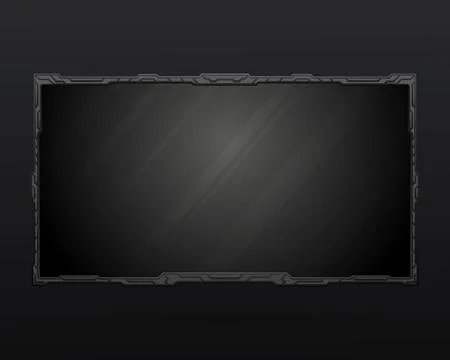 Futuristic black live stream webcam overlay screen gui border frame template Illustrazione stock