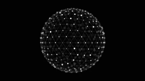 Futuristic black sphere of particles and lines. Network connection big data. Stock Footage 162404858