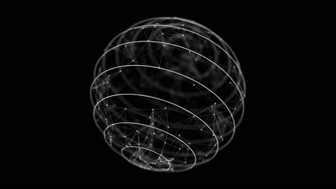 Futuristic black sphere of particles and lines. Network connection big data. Stock Footage 166169844