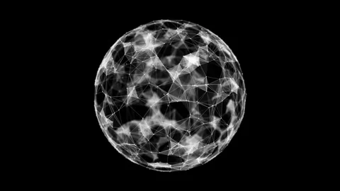 Futuristic black sphere of particles and lines. Network connection big data. Stock Footage 306533701