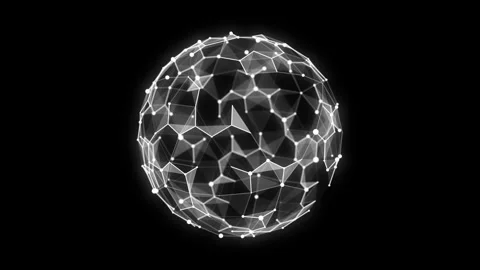Futuristic black sphere of particles and lines. Network connection big data. Stock Footage 306537162