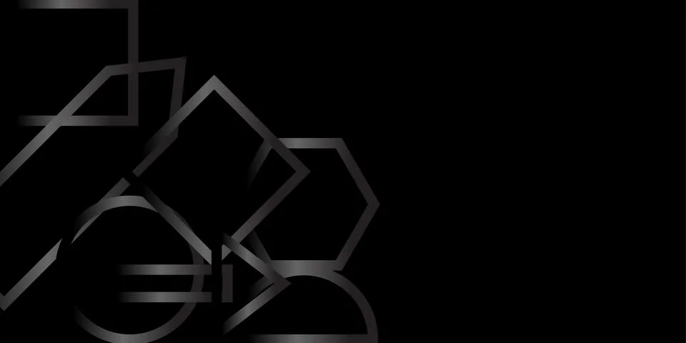 Futuristic Black Vector Layout with Gray Metallic Outlines Stock Illustration