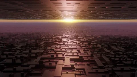 Futuristic blade runner style cyberpunk city in the clouds Stock Footage