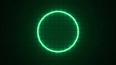Futuristic Blank 60 fps Screen with a Color Changing Circle and a Dark Grid Wall Stock Footage 314605412