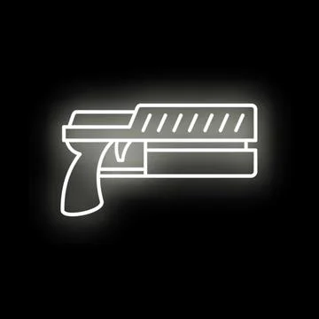 Futuristic blaster gun neon glowing icon Stock Illustration