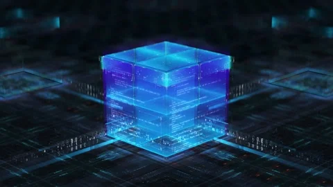 Futuristic Blockchain Animation with Cybersecurity and AI Background Stock Footage 318429824