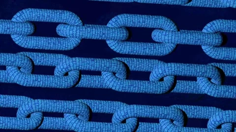 Futuristic blockchain chain with binary numbers motion on digital cyberspace Stock Footage 302315548