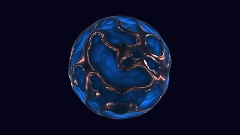 Futuristic blue and copper abstract sphere rotating on dark background footage Stock Footage 334139972