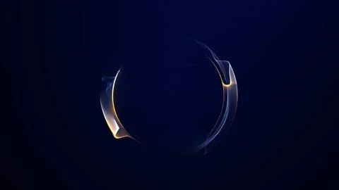 Futuristic blue and orange glowing plasma ring forming abstract digital sph.. Stock Illustration