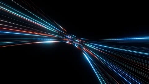 Futuristic Blue and Orange light speed lines on dark background Stock Footage 334998603