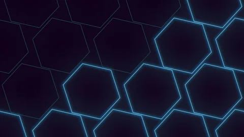 Futuristic blue and purple hexagonal pattern on dark background Stockbeeldmateriaal 315165198