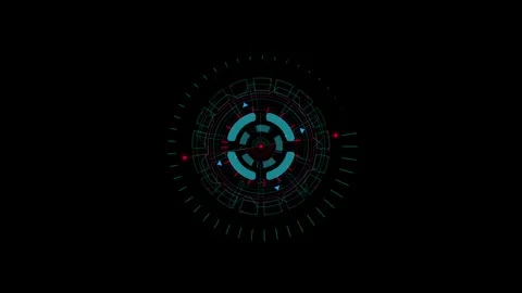 Futuristic Blue and Red Digital Interface with Circular Patterns Video stock 341917980