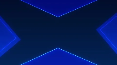 Futuristic blue arrow frame visual bright neon corner shapes, deep empty center Stock Footage 340479841