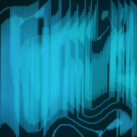 Futuristic blue audio equalizer abstract data visualization on dark screen Stock Footage 345689466