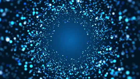 Futuristic blue background with flying bright glowing blurred particles Stock Footage 263899178