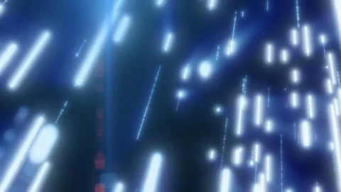 Futuristic blue background with glowing data streaks and blurred light trails Stock Footage 342100870