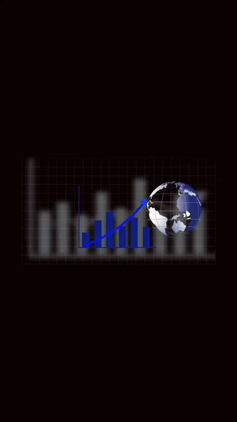 Futuristic blue bar chart showing decline with globe and downward arrow on .. Stock Footage 321631186