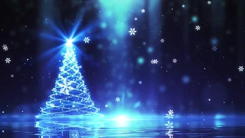 Futuristic Blue Christmas Tree Digital Abstract Light Loop Background Stock Footage 320513562