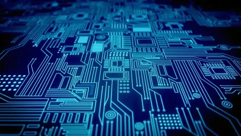Futuristic Blue Circuit Board Data Connection Digital Technology Background Stock Footage 330314479